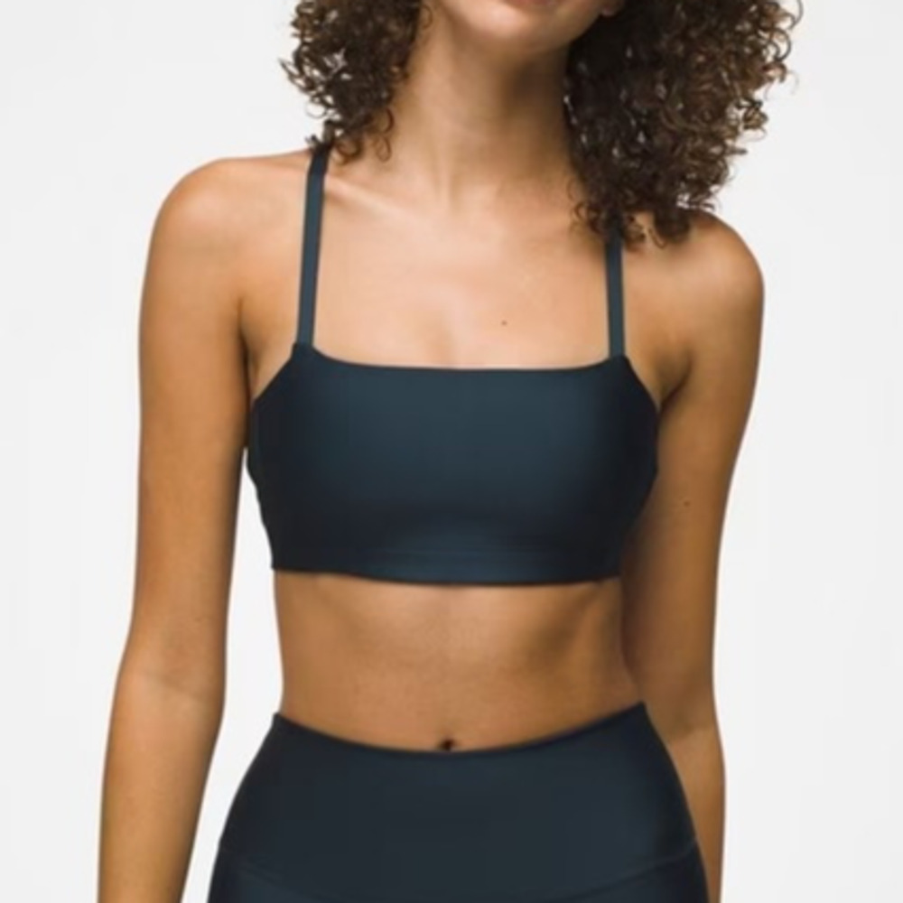Prana Sculpt Adjustable Bra Women's S Stormy Night Fitted Square Neck Stretch